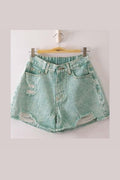 Canyon Fade Denim Shorts in Light Green - Desert Sunday
