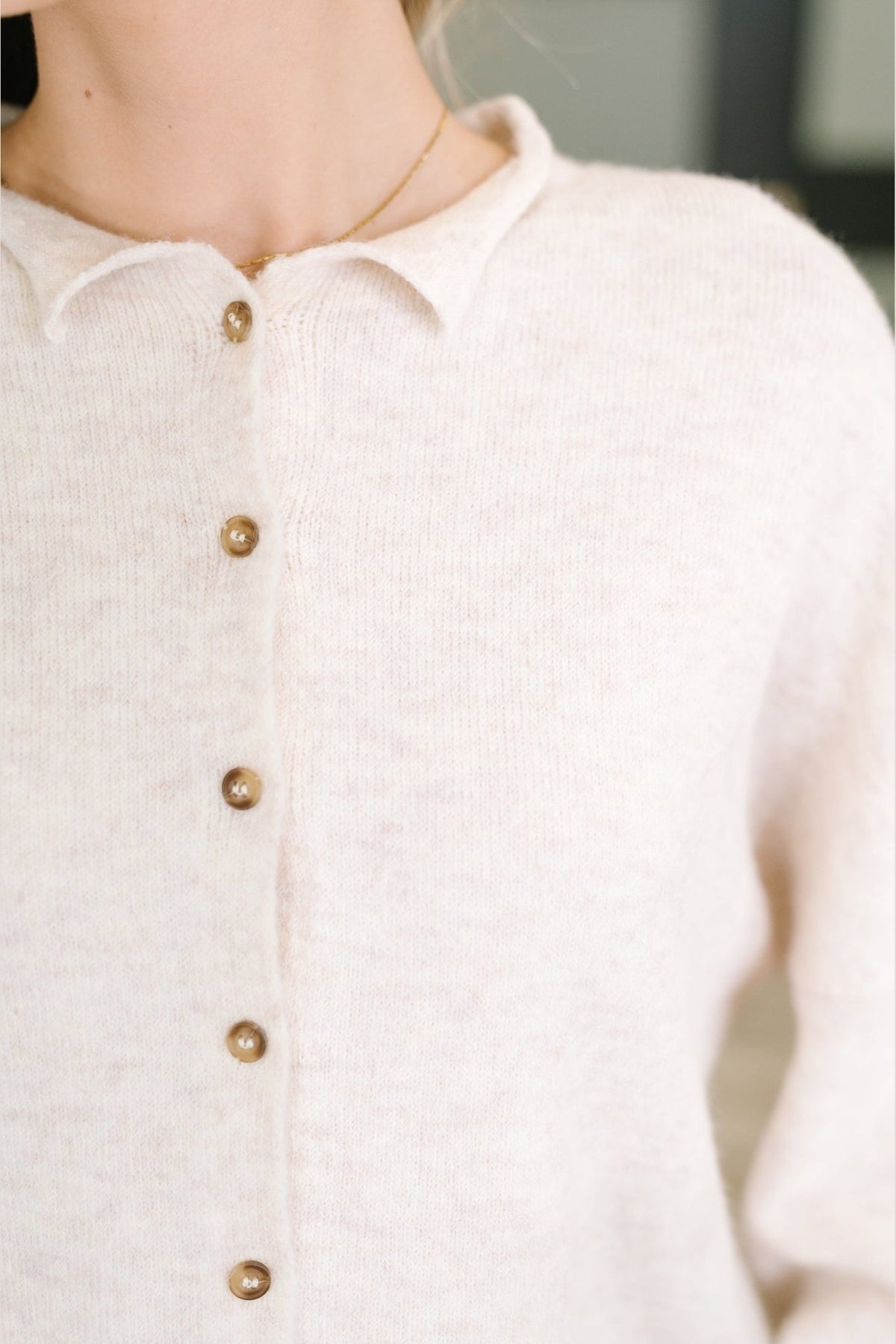 Careful Consideration Collared Button Down in Heathered Beige - Desert Sunday
