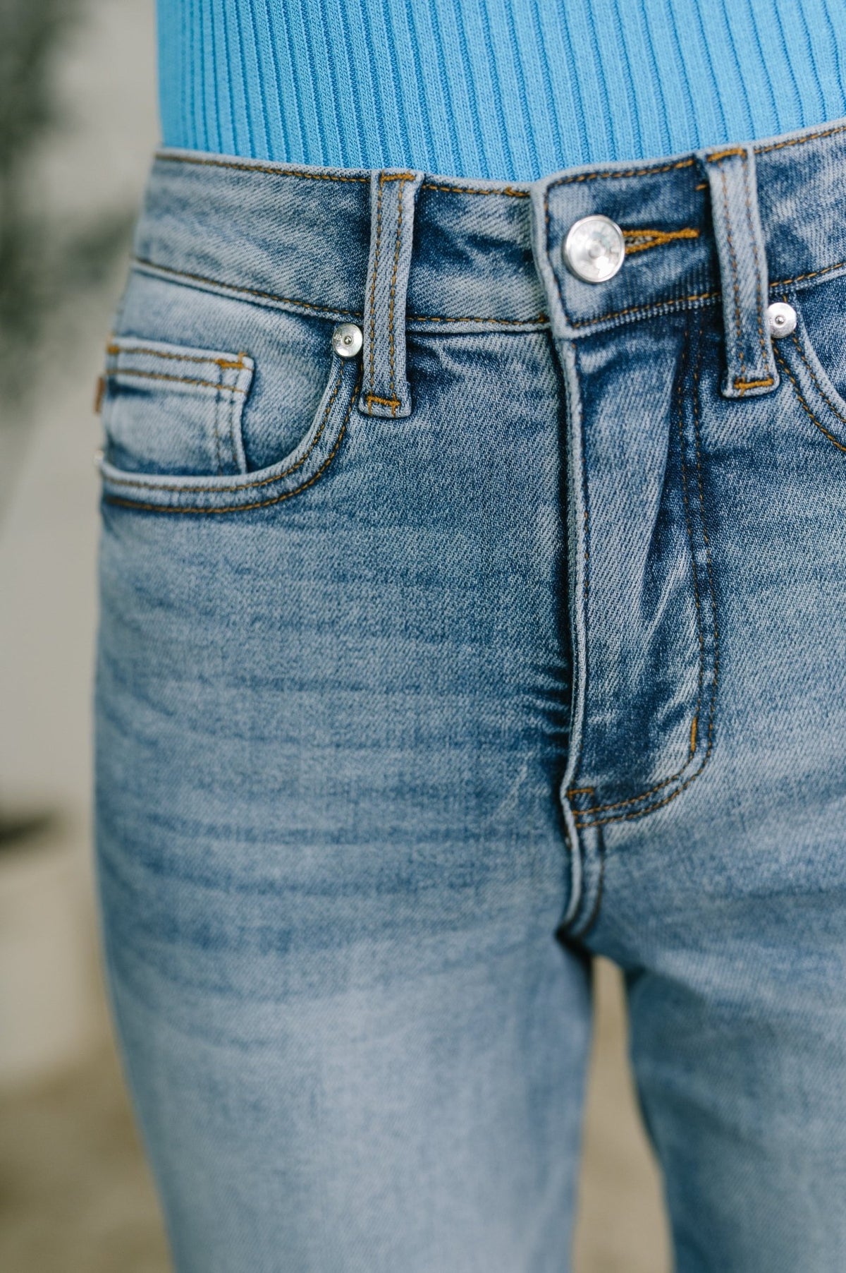 Carla High Waist Ankle Straight Jean in Break Through Blue - Desert Sunday