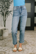 Carla High Waist Ankle Straight Jean in Break Through Blue - Desert Sunday