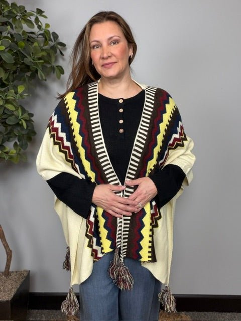 Chilly Nights Kimono Wrap with Tassel Tie - Desert Sunday