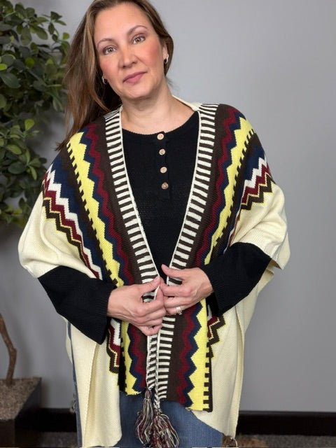 Chilly Nights Kimono Wrap with Tassel Tie - Desert Sunday