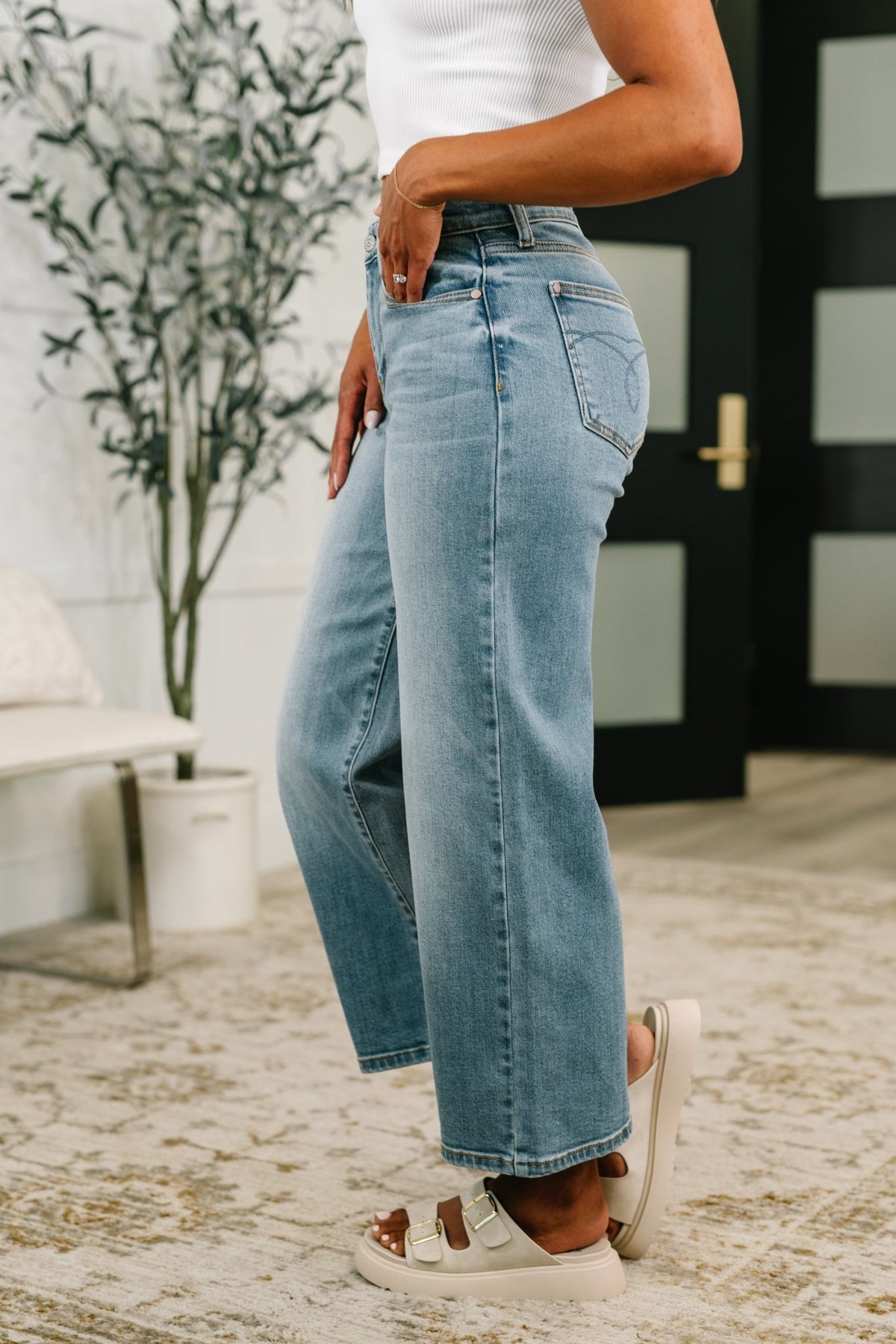 Claudia Mid Rise Wide Leg Ankle Jean - Desert Sunday