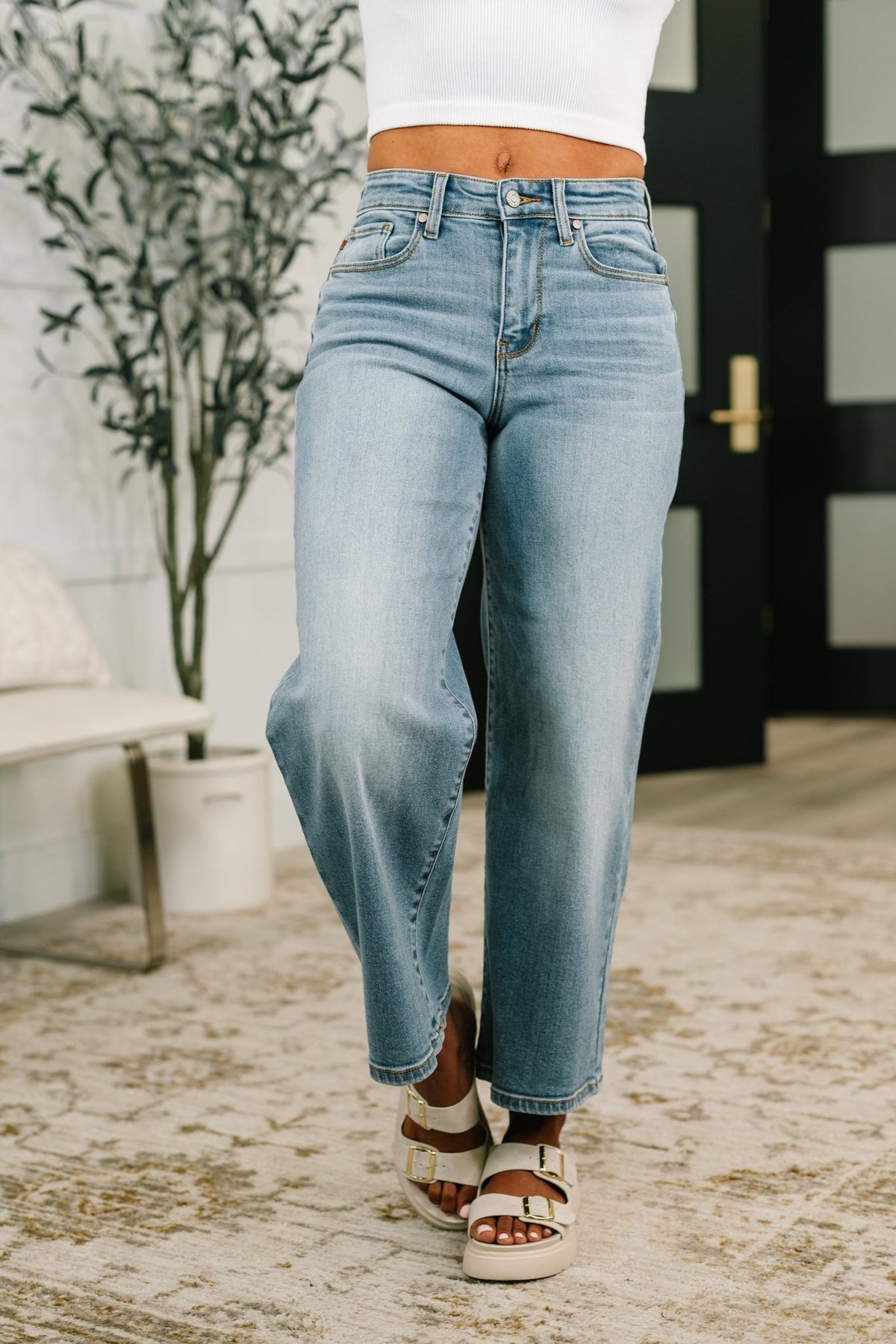 Claudia Mid Rise Wide Leg Ankle Jean - Desert Sunday