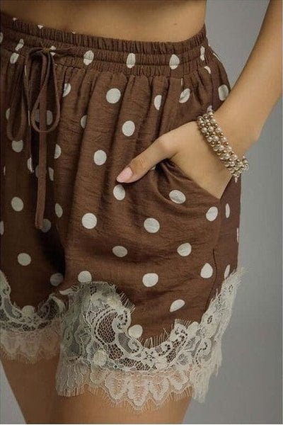 Cocoa Lace Dot Shorts - Desert Sunday
