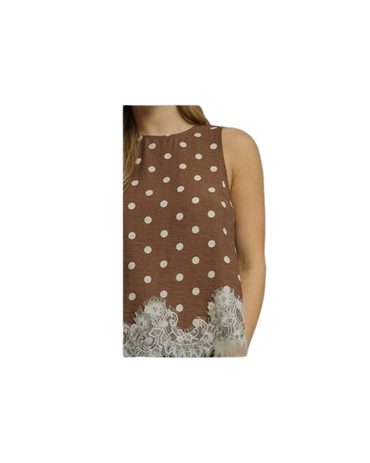 Cocoa Lace Dot Top - Desert Sunday