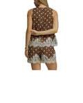 Cocoa Lace Dot Top - Desert Sunday