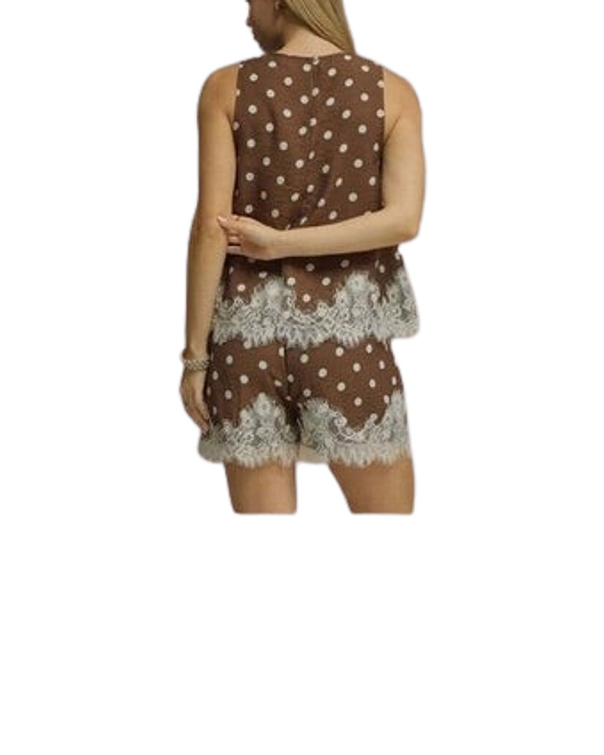 Cocoa Lace Dot Top - Desert Sunday