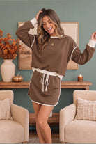 Coffee Run Mocha Sweatshirt and Mini Skort Set - Desert Sunday
