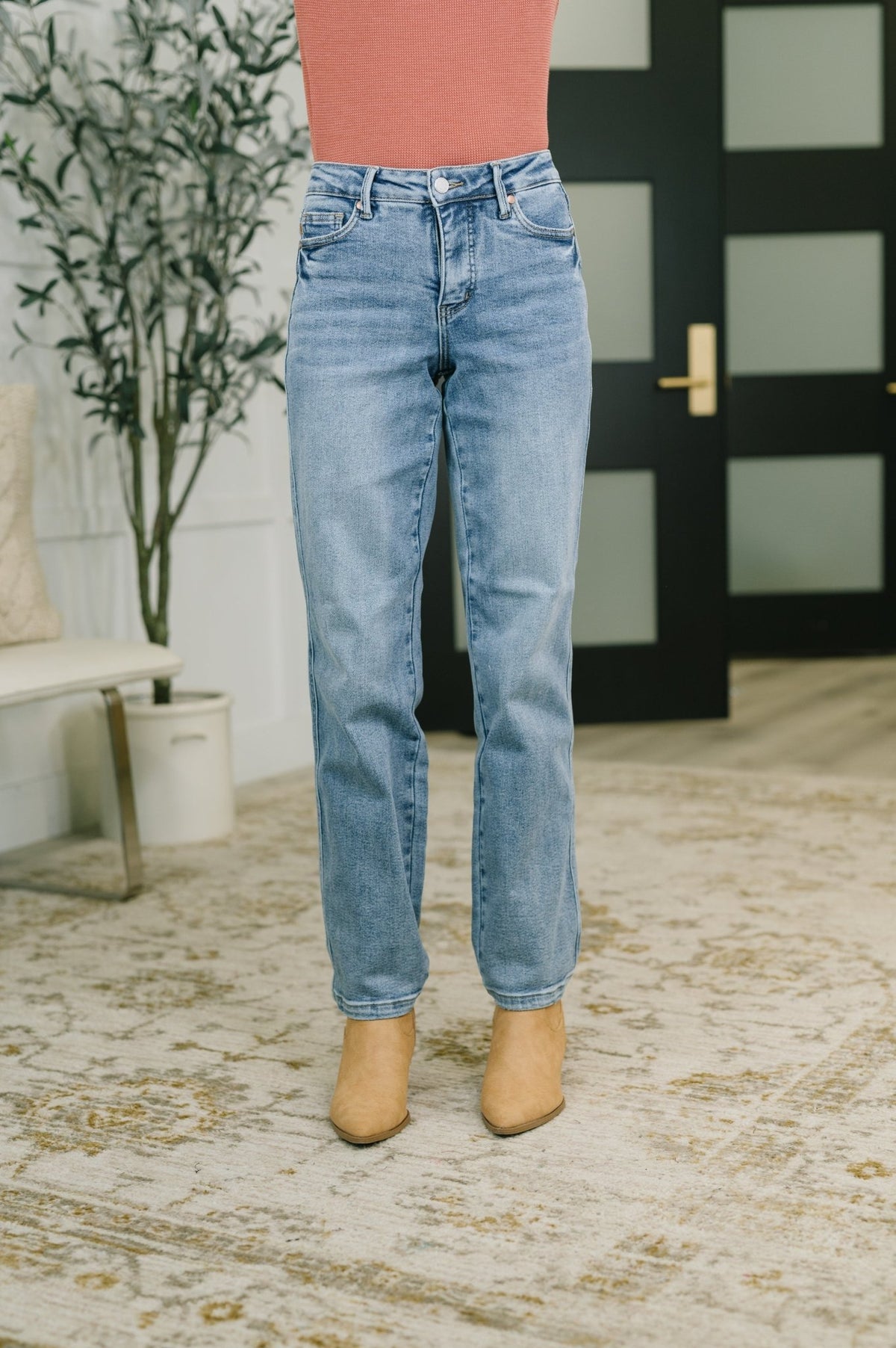 Corrine Mid Rise Control Top Vintage Straight Jeans - Desert Sunday