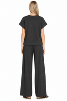 Cotton Slub Ribbed Tee & Pants 2pc Set Zenana In Black - Desert Sunday