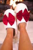 Cozy Bow Slippers – White/Red - Desert Sunday