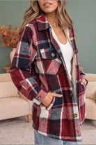 Cozy Cabin Vibes Sherpa Lined Flannel Shacket - Desert Sunday