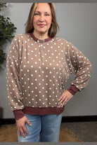 Cozy Dots Ribbed Pullover in Caramel - Desert Sunday