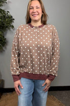 Cozy Dots Ribbed Pullover in Caramel - Desert Sunday