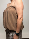 Crinkled Breeze Bubble Top in Mink - Desert Sunday
