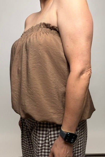 Crinkled Breeze Bubble Top in Mink - Desert Sunday