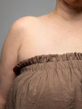 Crinkled Breeze Bubble Top in Mink - Desert Sunday