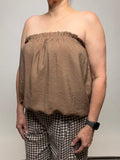 Crinkled Breeze Bubble Top in Mink - Desert Sunday