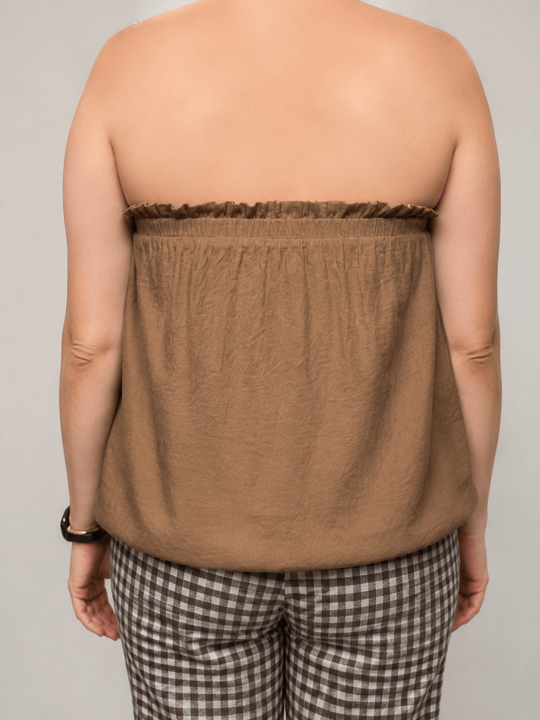 Crinkled Breeze Bubble Top in Mink - Desert Sunday