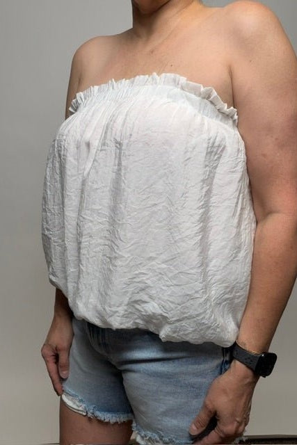 Crinkled Breeze Bubble Top in Mink - Desert Sunday