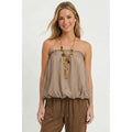 Crinkled Breeze Bubble Top in Mink - Desert Sunday