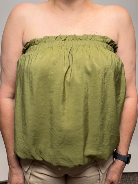 Crinkled Breeze Bubble Top in Olive - Desert Sunday