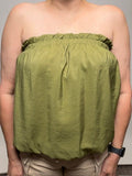 Crinkled Breeze Bubble Top in Olive - Desert Sunday