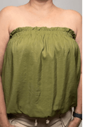 Crinkled Breeze Bubble Top in Olive - Desert Sunday