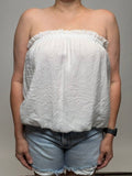 Crinkled Breeze Bubble Top in White - Desert Sunday