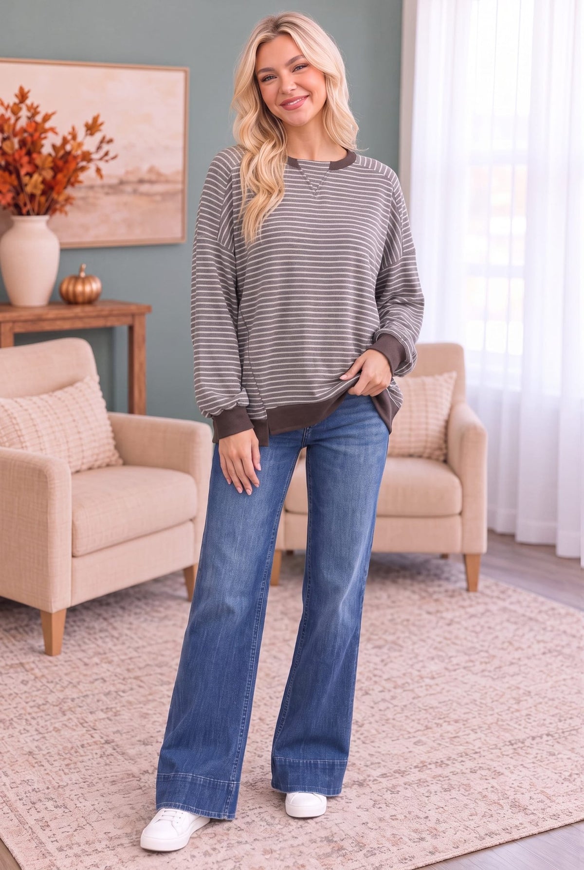 Crush on You Raglan Pullover in Mocha - Desert Sunday