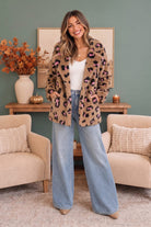 Daring Darling Faux Fur Leopard Coat - Desert Sunday