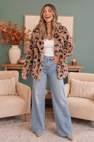 Daring Darling Faux Fur Leopard Coat - Desert Sunday