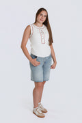 Desert Cotton Mid-Rise Bermuda Shorts - Desert Sunday