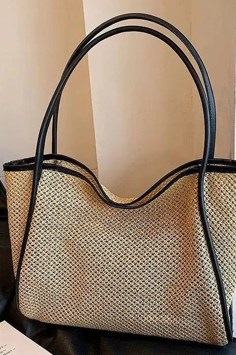 Desert Dunes Woven Tote in Black - Desert Sunday