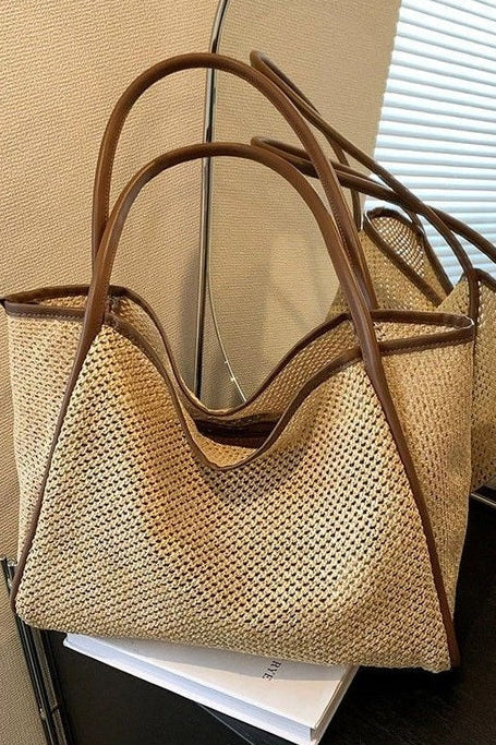 Desert Dunes Woven Tote in Brown - Desert Sunday