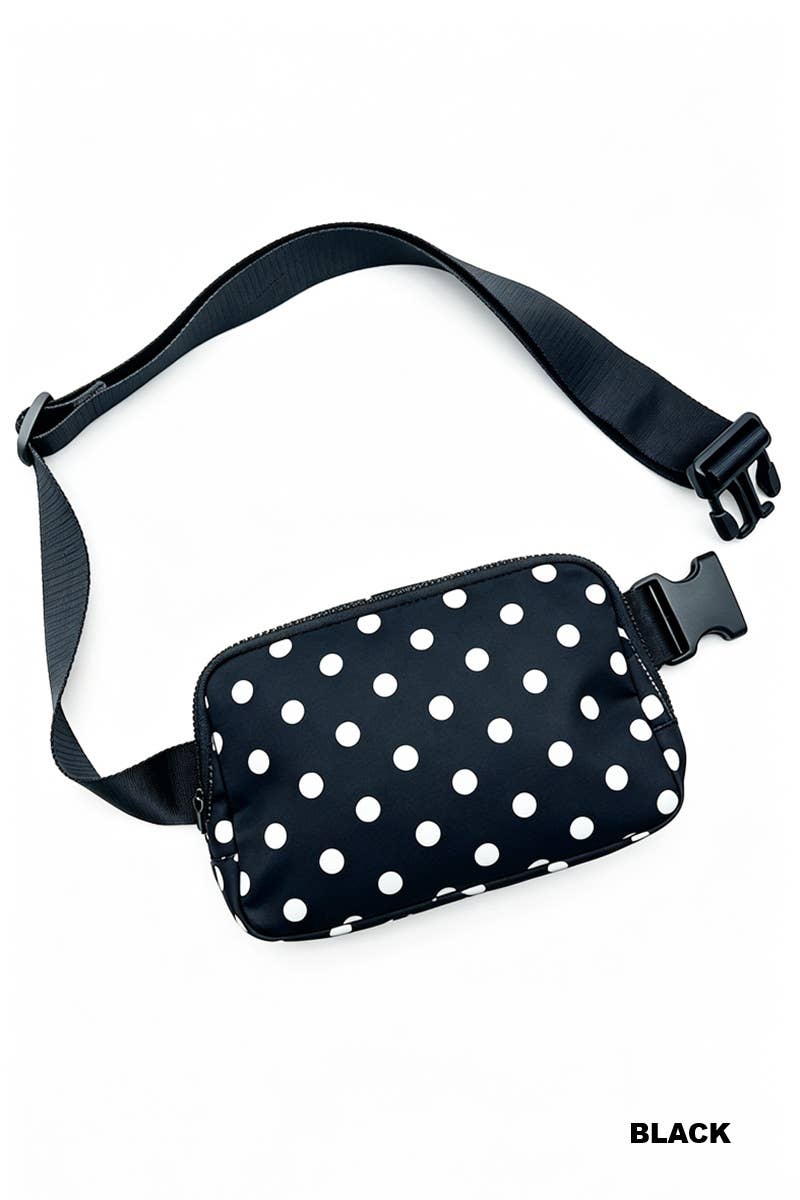 Dot Your Day Polka Dot Belt Bag In Black - Desert Sunday