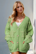 Double Take Full Size Button Up Star Pattern Cardigan - Desert Sunday