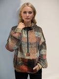 Double Take Full Size Half Zip Exposed Seam Fleece Hoodie - Desert Sunday