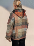 Double Take Full Size Half Zip Exposed Seam Fleece Hoodie - Desert Sunday