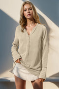 Double Take Full Size Notched Thumbhole Long Sleeve T-Shirt - Desert Sunday