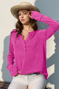 Double Take Full Size Notched Thumbhole Long Sleeve T-Shirt - Desert Sunday