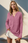 Double Take Full Size Notched Thumbhole Long Sleeve T-Shirt - Desert Sunday
