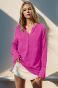 Double Take Full Size Notched Thumbhole Long Sleeve T-Shirt - Desert Sunday