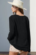Double Take Full Size Notched Thumbhole Long Sleeve T-Shirt - Desert Sunday