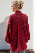 Double Take Full Size Open Front Long Sleeve Cardigan - Desert Sunday