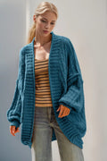 Double Take Full Size Open Front Long Sleeve Cardigan - Desert Sunday