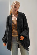 Double Take Full Size Open Front Long Sleeve Cardigan - Desert Sunday