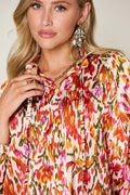 Double Take Full Size Printed Button Up Long Sleeve Shirt - Desert Sunday