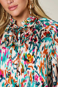Double Take Full Size Printed Button Up Long Sleeve Shirt - Desert Sunday
